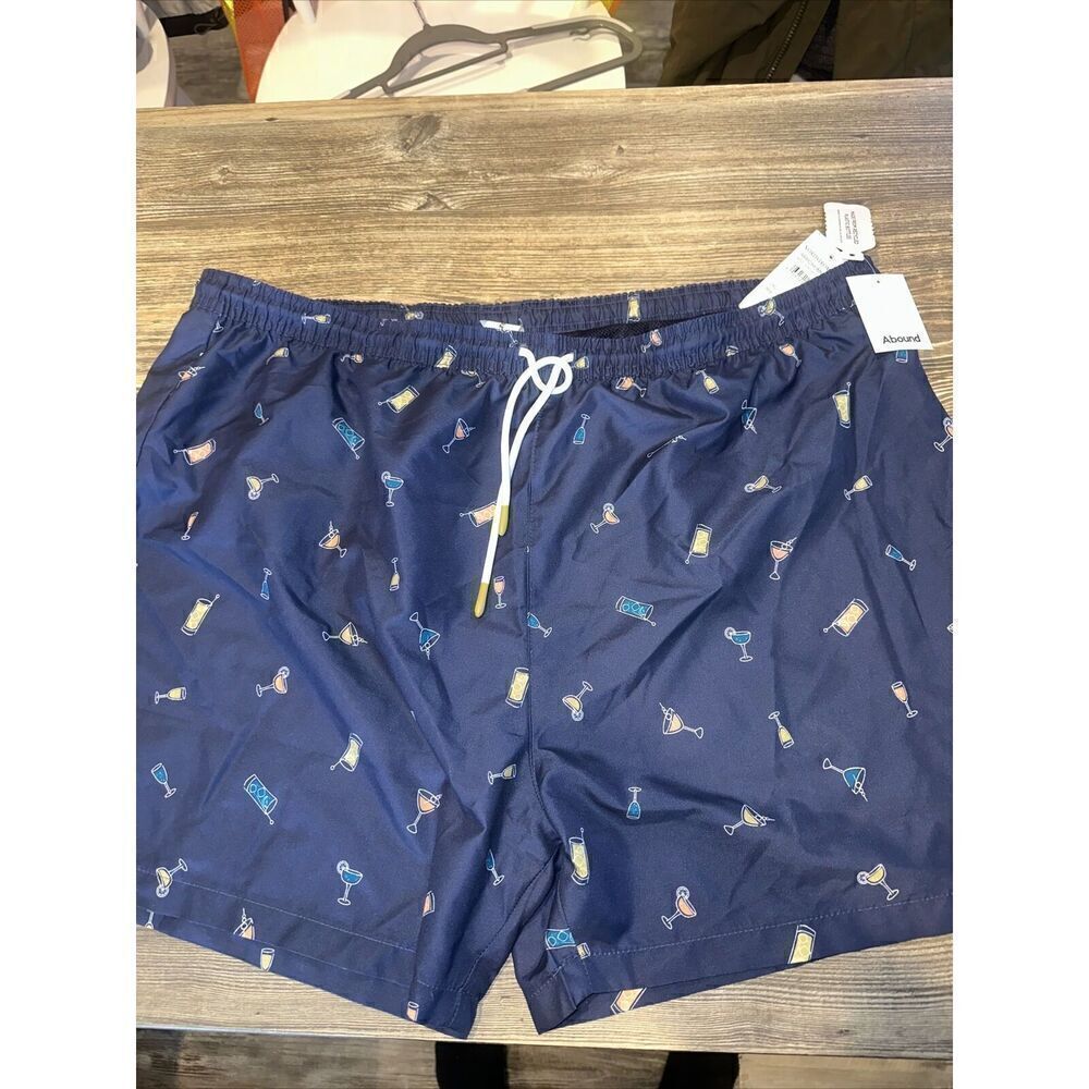 Abount Men's Size XXL Blue Pull-On Shorts Elastic Waistband Swim Shorts, NWT. Y